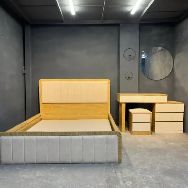 سرویس خواب چستر دوخت تمام MDF همراه با میز آرایش، آینه و پاف