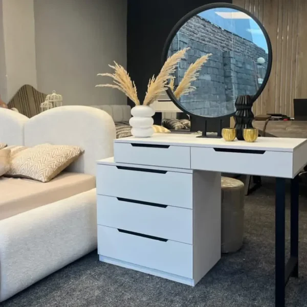 میز آرایش پایه‌ آهنی فول‌تیک، بدنه تمام MDF به همراه سرویس خواب